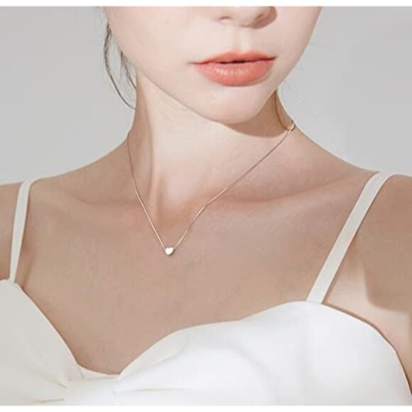 Genuine 925 Sterling Silver Tiny Love Heart Pendant Necklace for Women Simple Sw - Picture 5 of 8